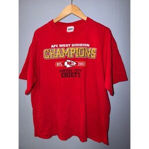 Vintage 2003 Kansas City Chiefs AFC West Champions Red T-Shirt CSA NFL Mens XL